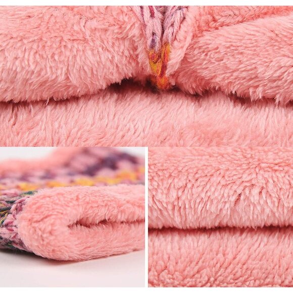 Women Winter Beanie Hat Circle Scarf Set Pompoms Peruvian Ski Snow Ear Flaps Col - Picture 8 of 8